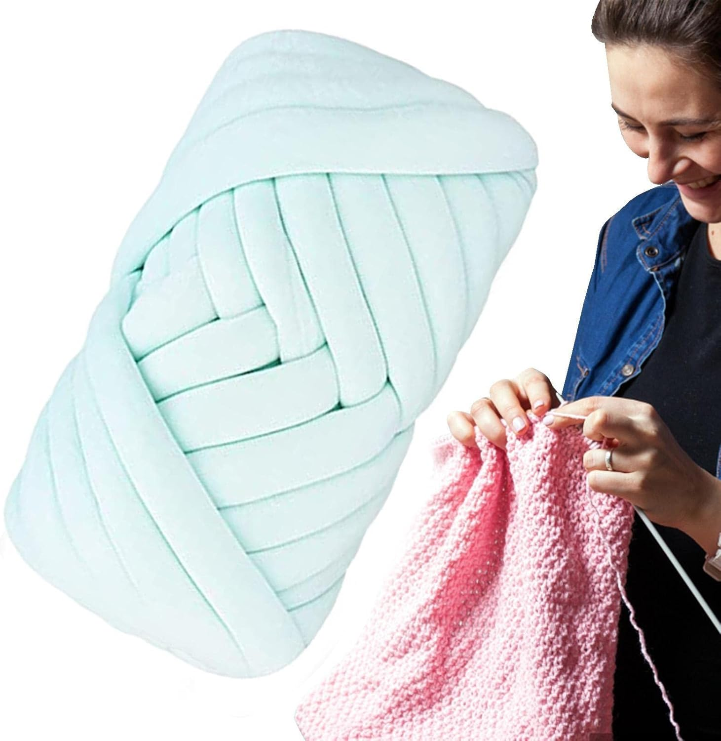 Chunky Cotton Yarn, Arm Knitting Yarn, Jumbo Giant Bulky Yarn for Arm Knitting Handmade DIY Throw Blanket Crafts Carpets, 1 Roll(20 Yards) image number 4