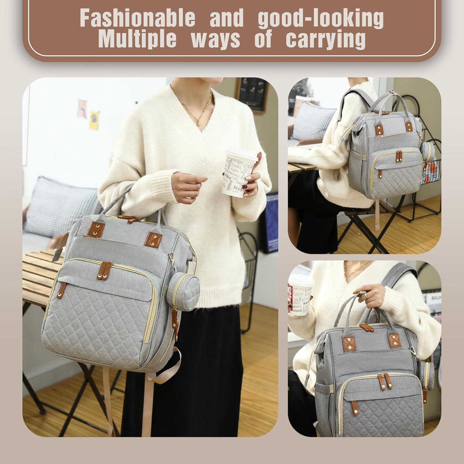 Baby Nappy Bag with Changing Station, Multifunctional Waterproof Diaper Bag, Large Baby Bag - Stylish Travel Baby Backpack for Mom and Dad image number 2