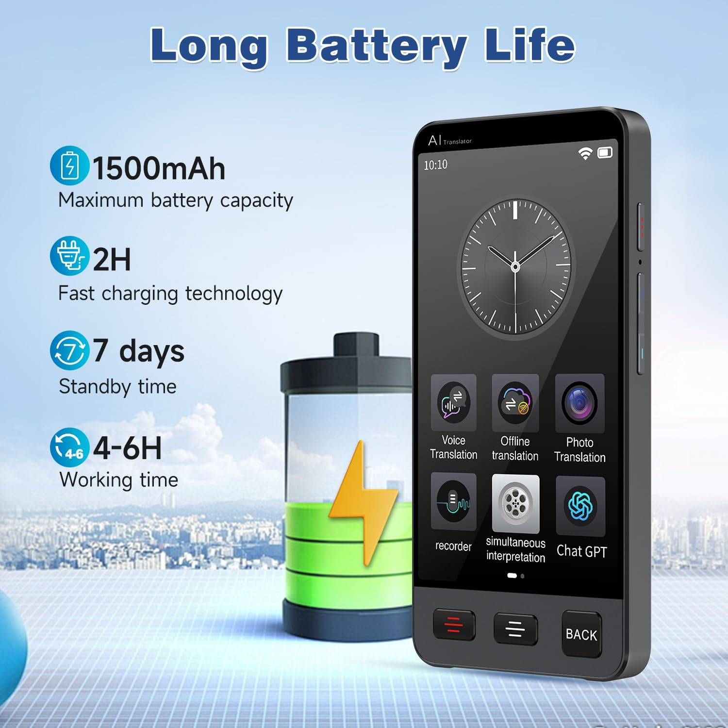 M80 AI Language Translator Device,Chatgpt Offline Voice & Photo Translator, 142 Languages, No Wifi Needed, 2-Way Real-Time Recording for Travel, Business & Learning | Portable & Fast image number 2