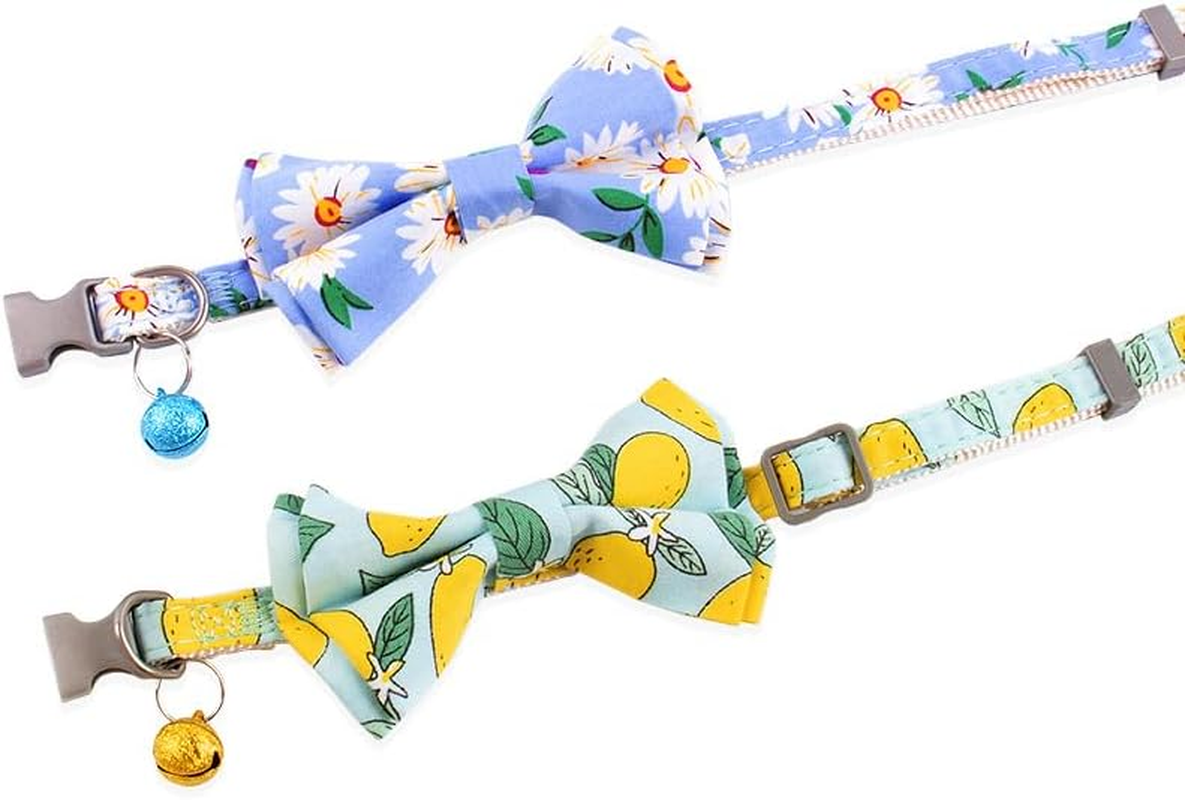 2 Pack Breakaway Cute Cat Collars with Bell Cat Collar with Bow for Girl Boy Cats Cute Bow Small Dog Collar with Bell (Style 1, S) image number 3