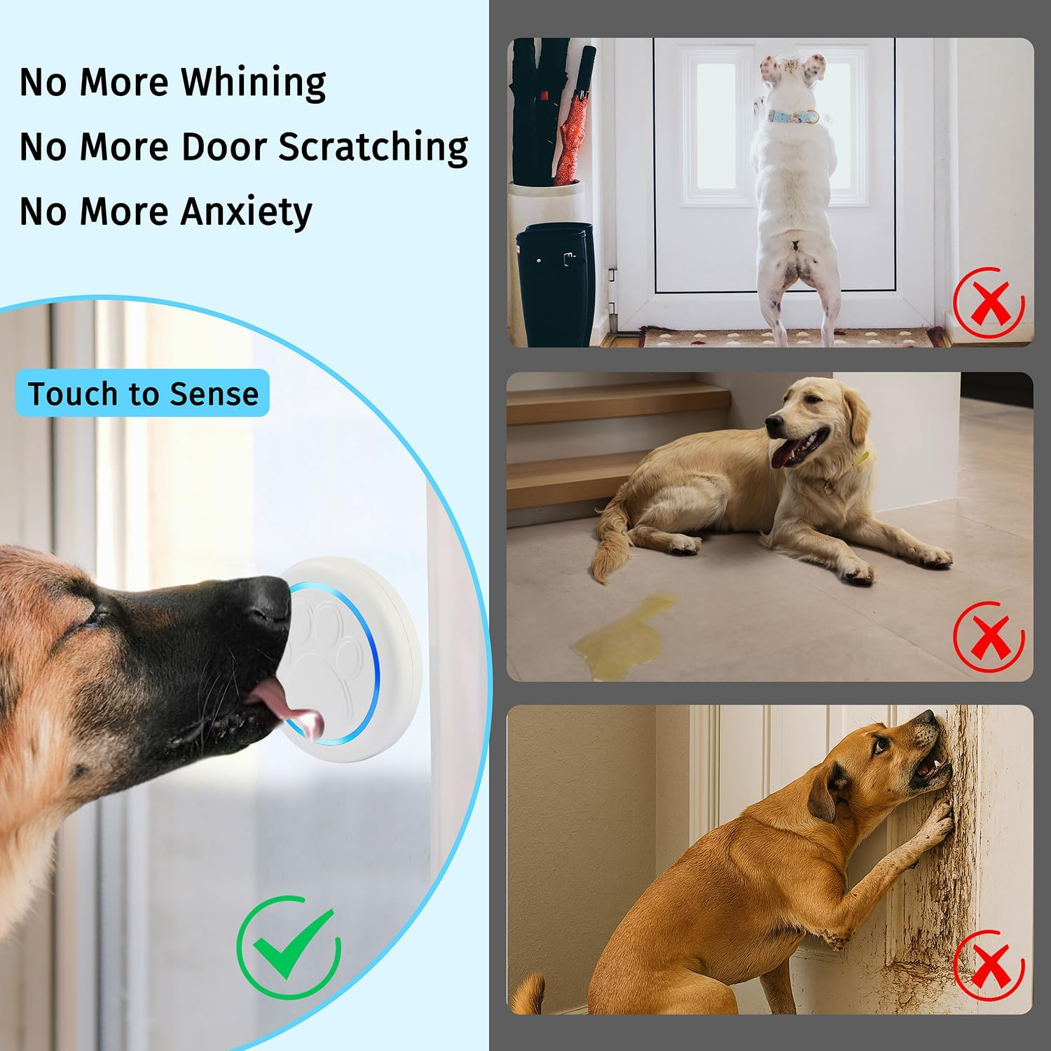 Dog Door Bell for Potty Training Wireless Doggie Doorbell to Go outside 1000FT Long Range Super-Light Touch Button 60 Chimes & 5 Adjustable Volume Levels IP55 Waterproof(1 Receiver+2 Button) image number 2