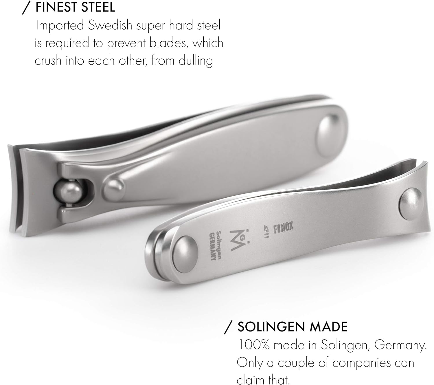 GERMANIKURE 4Pc Manicure Set in Black Leather Case - Made in Solingen Germany, FINOX Stainless Steel Tools &ndash; Professional Quality Compact Nail Grooming Kit