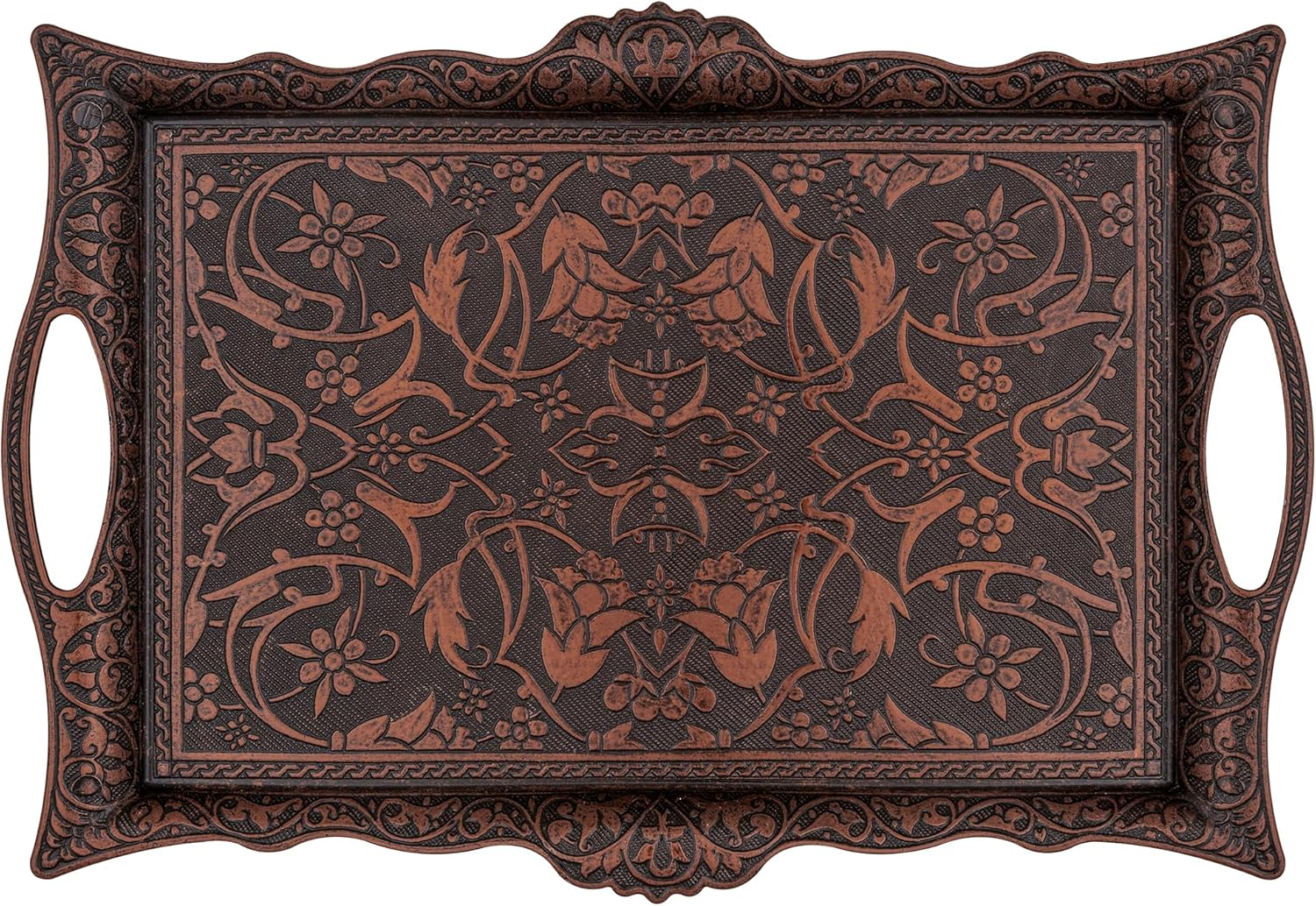 Alisveristime Turkish Ottoman Coffee Tea Beverage Serving Square Tray (Copper)