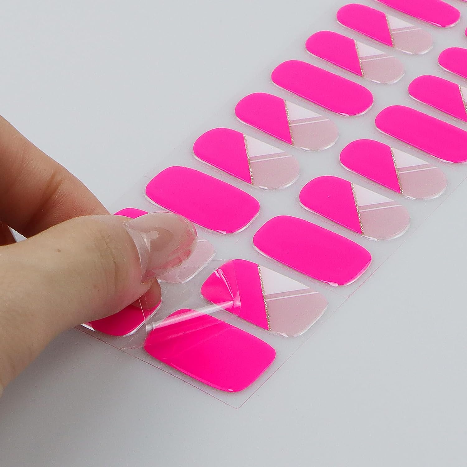 JMEOWIO Nail Foil UV Hardening Rose Red French Tip UV Gel Nail Strips Nail Stickers Nail Stickers Nail Art Decoration Nail Design Accessories image number 3