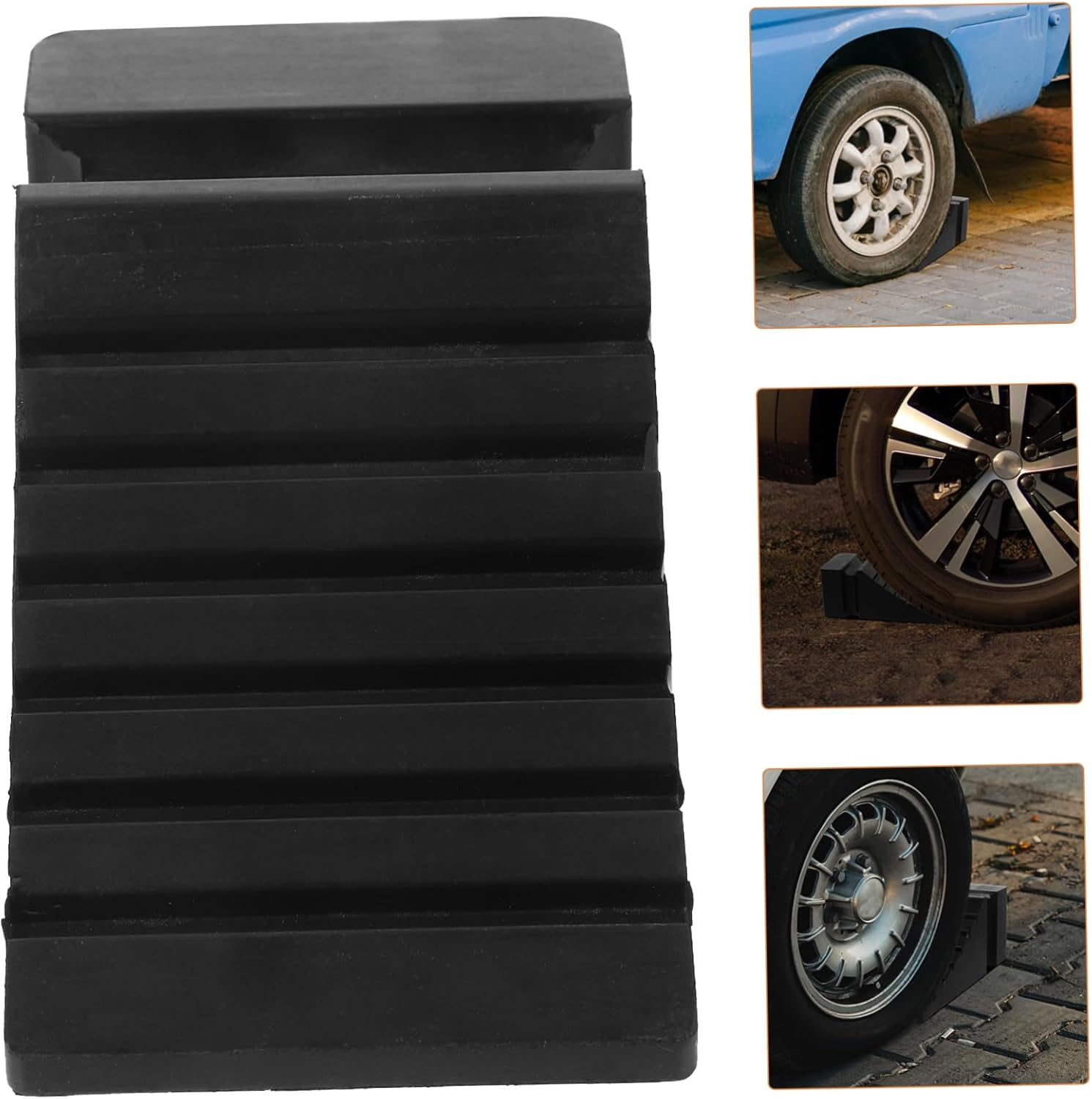 STOBAZA Portable Wheel Chock for Car and Truck Rubber Material Prevents Skid Trailer Ramps Car for Wheel Chocks Usage