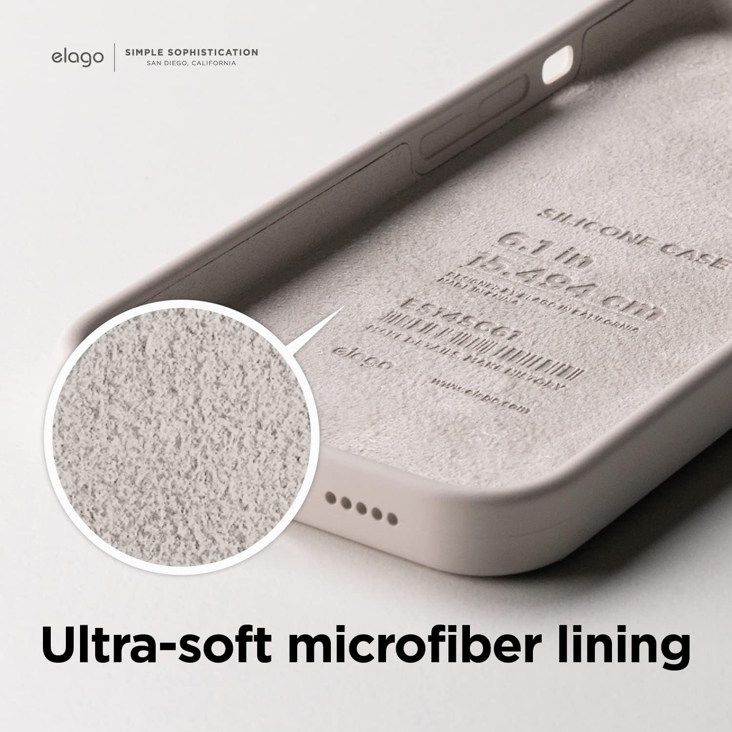 Elago Liquid Silicone Case Compatible with Iphone 14 plus Case (6.7"), Premium Silicone, Full Body Protection - 4 Layer Shockproof Phone Cover, Anti-Scratch Soft Microfiber Lining (Stone)