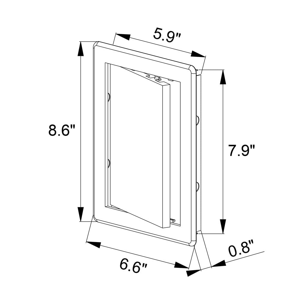 Awenta Plastic Access Flap Door 150 X 200 Mm - White Cover Plate for Opening Flap - Box Door Lock - Door Bolt - Concealed Hinge - Removable Door - Paintable Smooth Finish