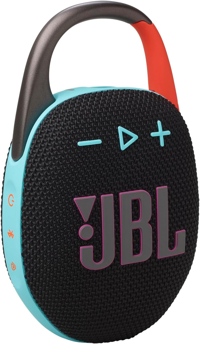 JBL Clip 5, Ultra-Portable JBL Pro Sound, Redesigned Carabiner, up to 12 Hours of Playtime plus 3 Hours with Playtime Boost, Waterproof and Dustproof, Multi-Speaker Connection by Auracast, Squad