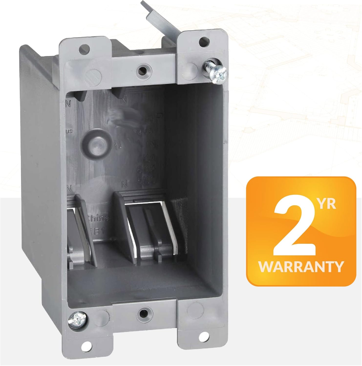 Newhouse Hardware 1-Gang PVC Old Work Electrical Outlet Box (12-Pack) | 14 Cu. In. Plastic Junction Box for Switches, GFCI, or Duplex Receptacle Outlet | Old Work Electrical Box for Home Improvement image number 1