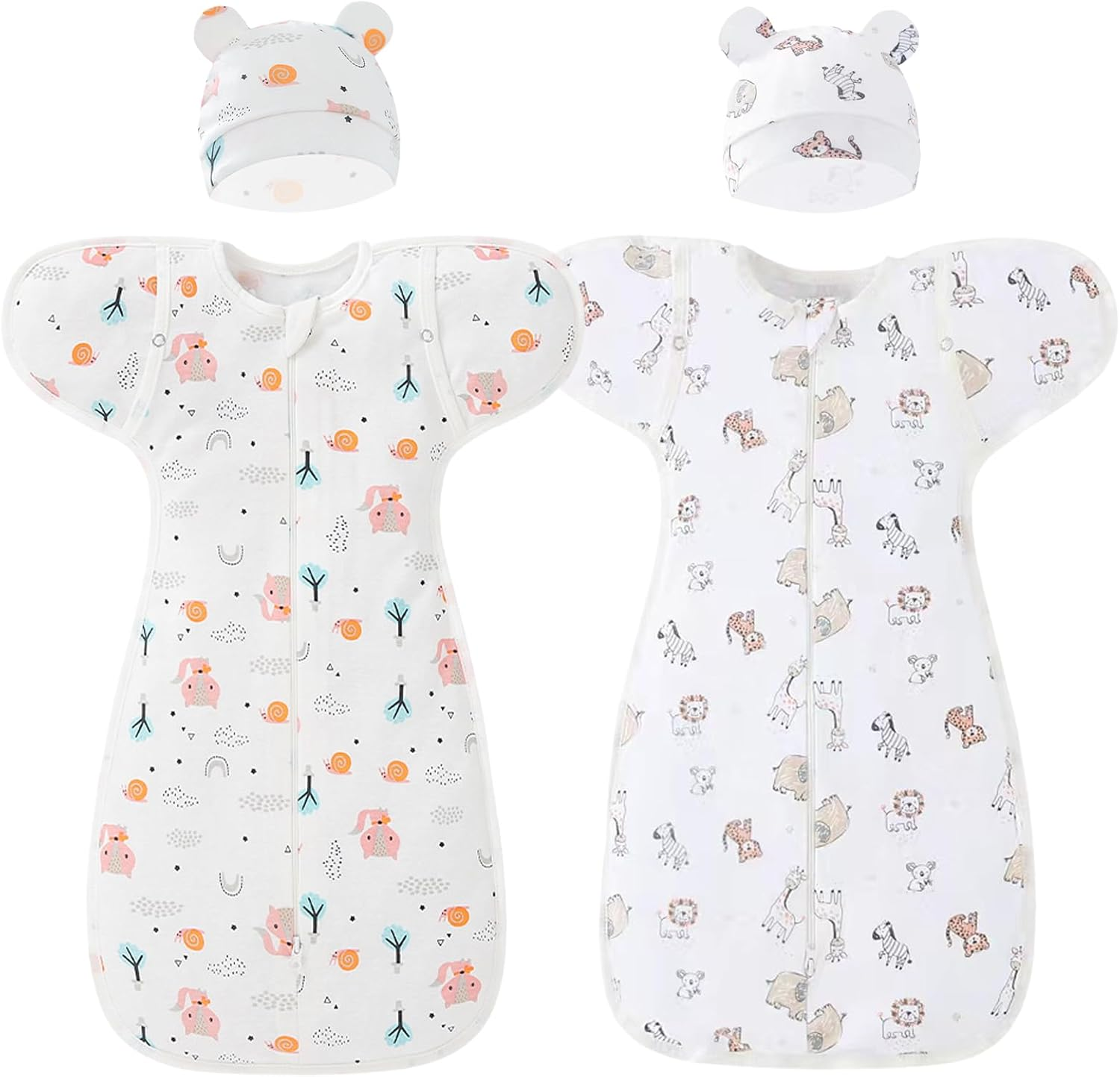 2 Pack Baby Swaddle,Nursery Swaddles,Baby Sleep Sack,Organic Cotton Sleeping Bag for Baby,Soft Nueborn Swaddle, Newborn Sleep Sack,Anti-Startle Swaddling,2 Way Zip (Gray, Small（3.5~6Kg）)