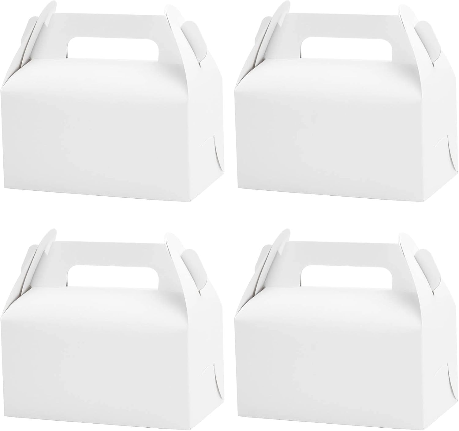 50 Pieces Treat Boxes Gable Boxes Goodies Party Favor Boxes Paper White Gift Boxes for Birthday Party, Wedding, Baby Shower 16X9X10Cm