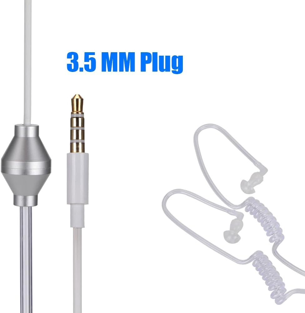 Air Tube Earphones, Acoustic Mobile Phone Double Spiral Headphone anti Radiation Earpiece Throat Mic Noise Cancelling Earbuds 3.5Mm for Most Smart Phones image number 5
