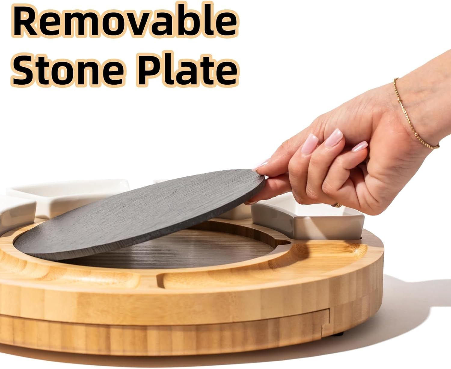 FORYUSE Cheese Board with Knife Set Bamboo Charcuterie Boards with Serving Platter Tray for New Home Gift, Wedding, Birthday, Family Party, Christmas image number 2