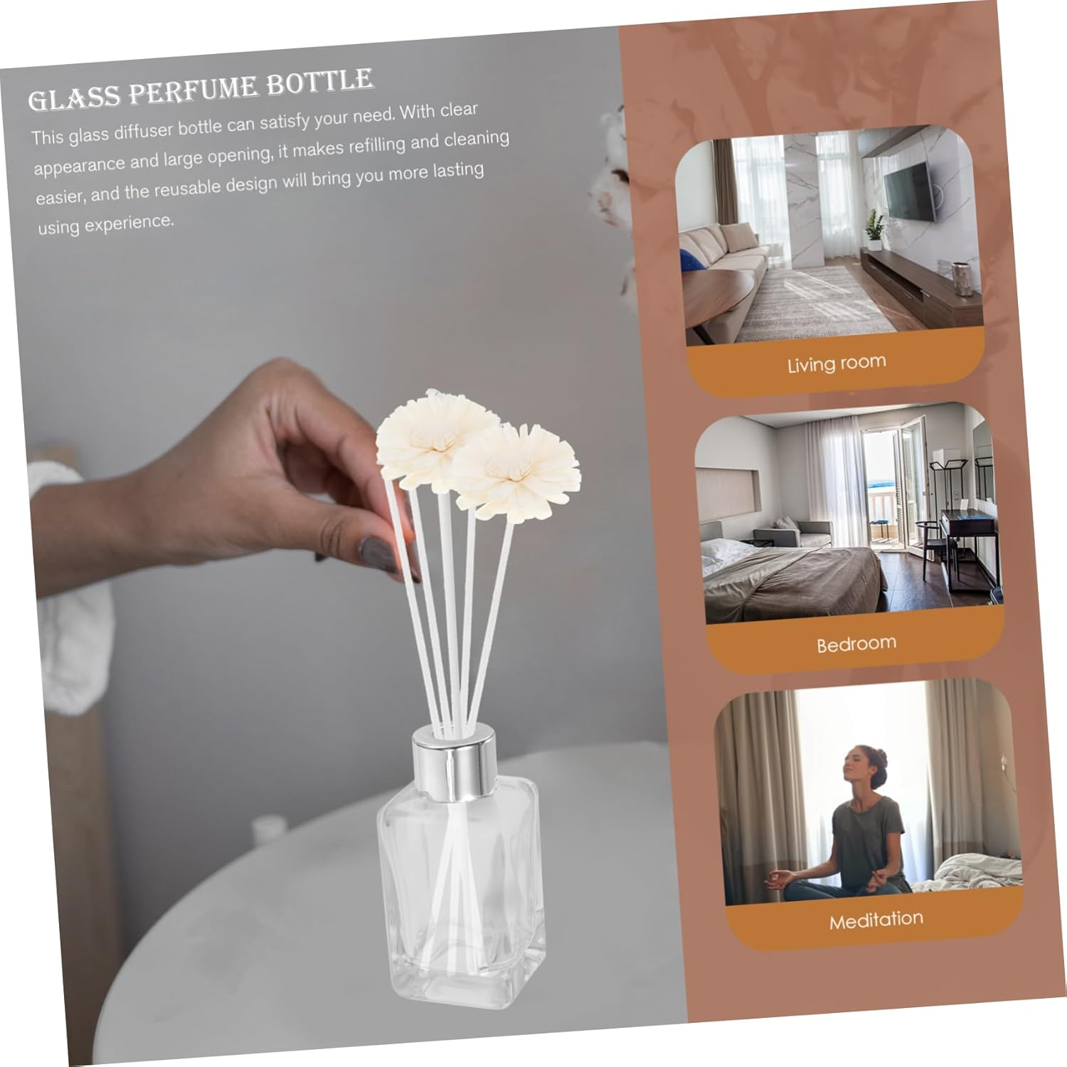 STOBAZA 4Pcs Glass Perfume Bottle for Essential Oils Home Car Aromatherapy Perfume Container Silver Cap for Diffuser Home and Reed Diffuser Bottle Use image number 4