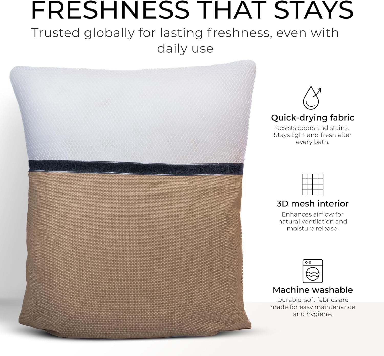 Luxury Bath Pillow for Tub - Thick and Comfortable Bathtub Pillow Support for Head and Neck and Back - Washable Quick-Drying Bath Pillows - Bath Cushion for Home Spa - Fits Any Bathtub - Sand image number 1