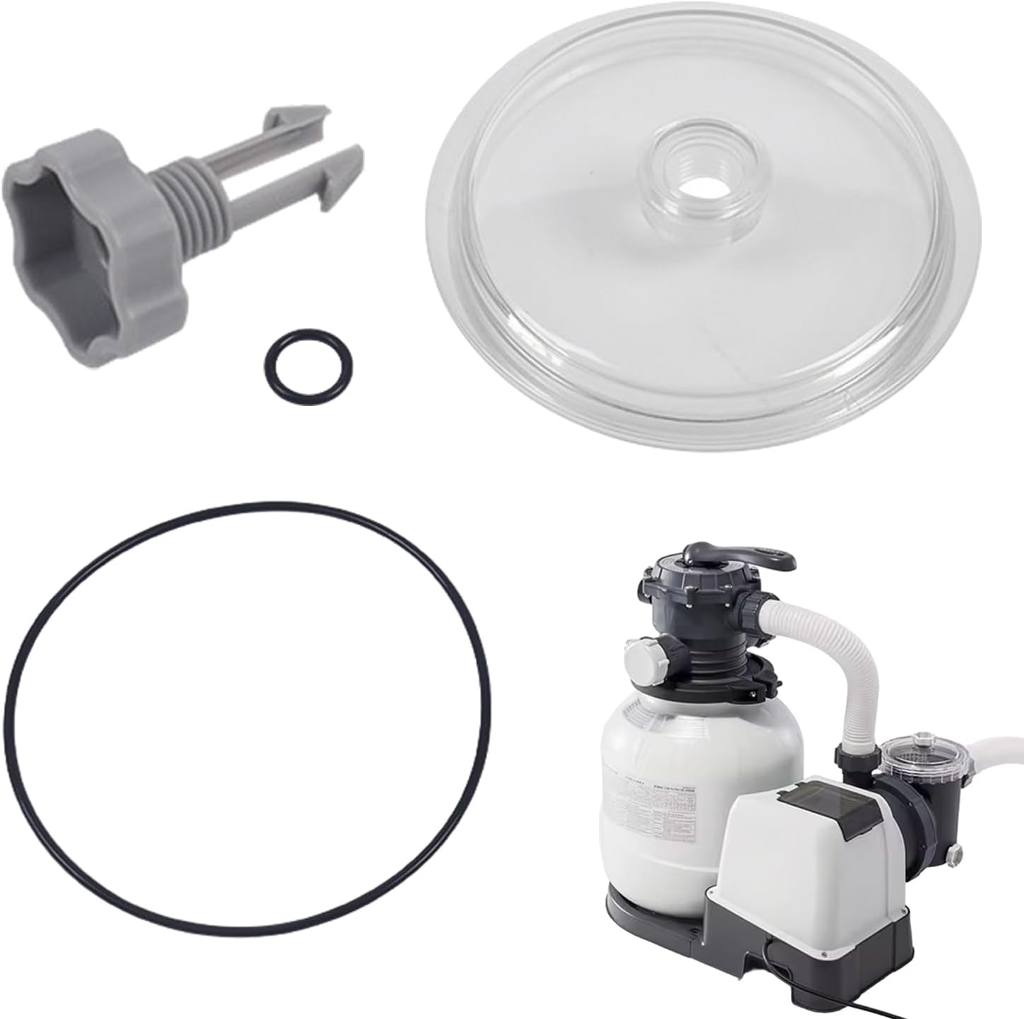 Swimming Pool Pump Trap Cover &ndash; Durable Replacement Lid with Valve and 2Pcs O Rings, Transparent Filter Container Cover for Efficient Water Circulation | Compatible with up Ground and Inground image number 1