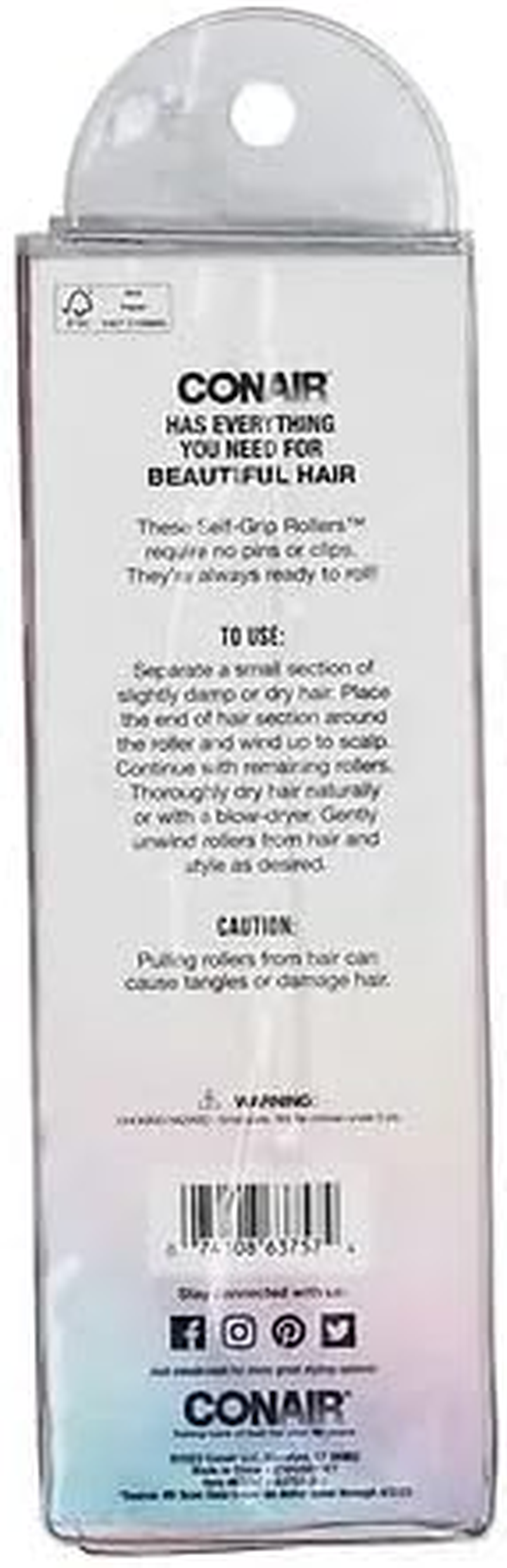 Conair Smooth & Voluminous, Self Grip Curls Rollers, Extra Large, Pink - 4 Count image number 1
