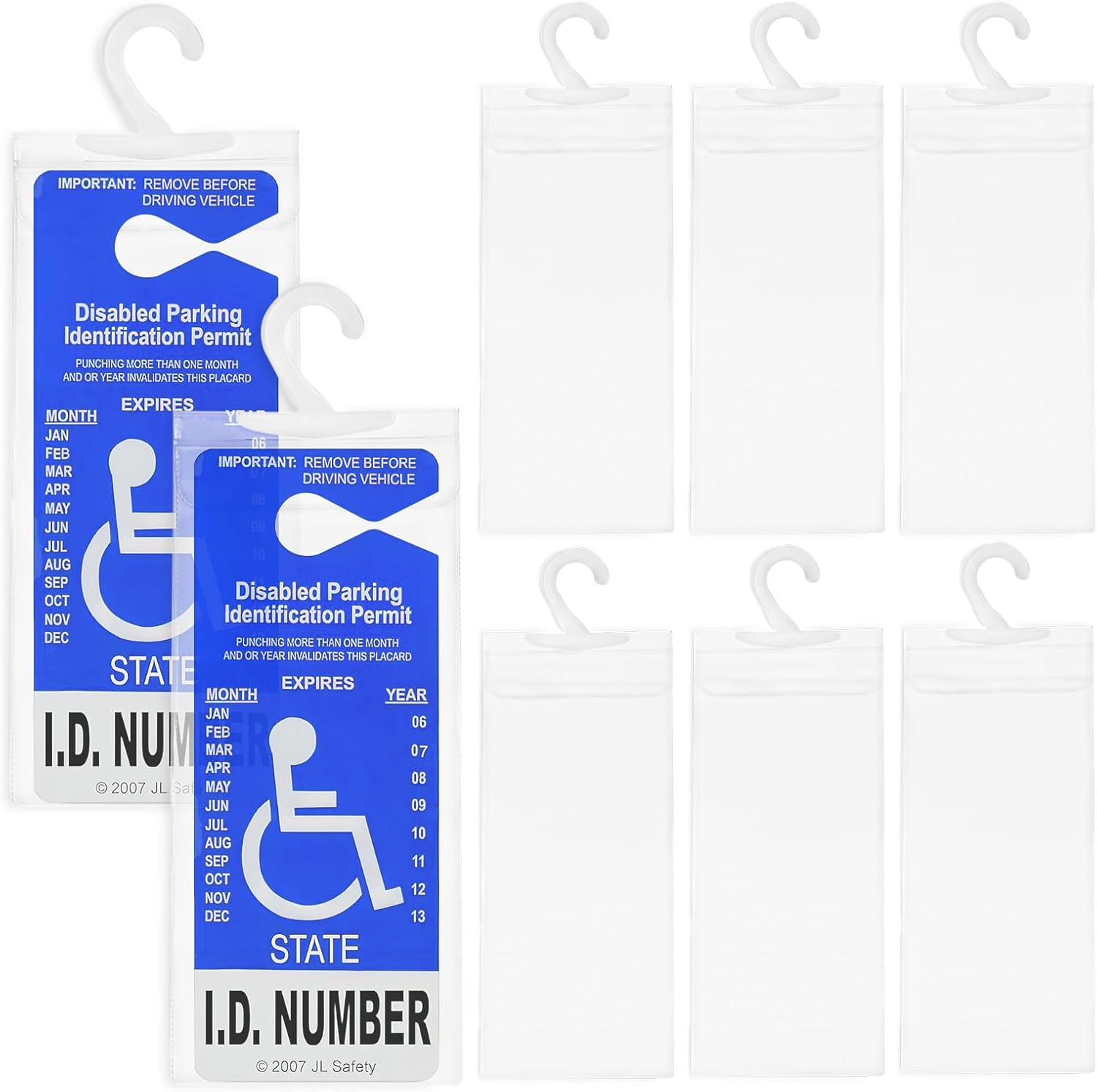 8 PCS Handicap Placard Holder, Plastic Disabled Parking Permit Holder with Large Hanger, Transparent Disabled Placard Holder for Car (Transparent) image number 3