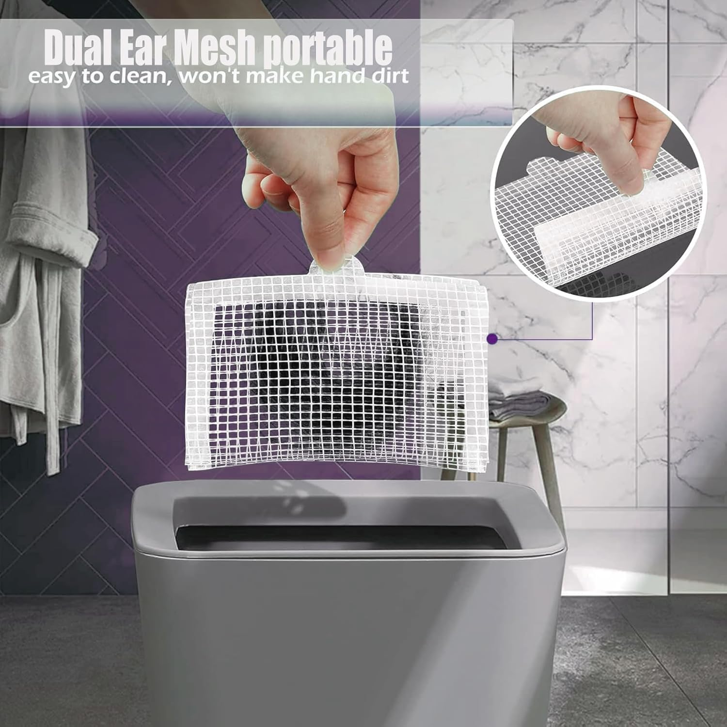 30 Pack Disposable Shower Drain Hair Trap, 12.7Cm Dual Ear Mesh Waterproof Adhesive Stickers for Shower Drain Bathroom Tub Tray Sink Laundry Floor Drain Balcony Filter, Square image number 4