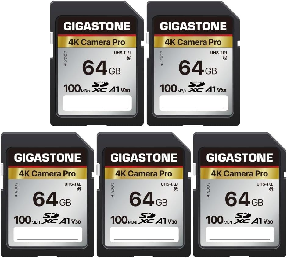 Gigastone 64GB 5-Pack SD Card V30 SDXC Memory Card High Speed 4K Ultra HD UHD Video Compatible with Canon Nikon Sony Pentax Kodak Olympus Panasonic Digital Camera, with 5 Mini Cases - 16Gb U1 2Pk image number 7