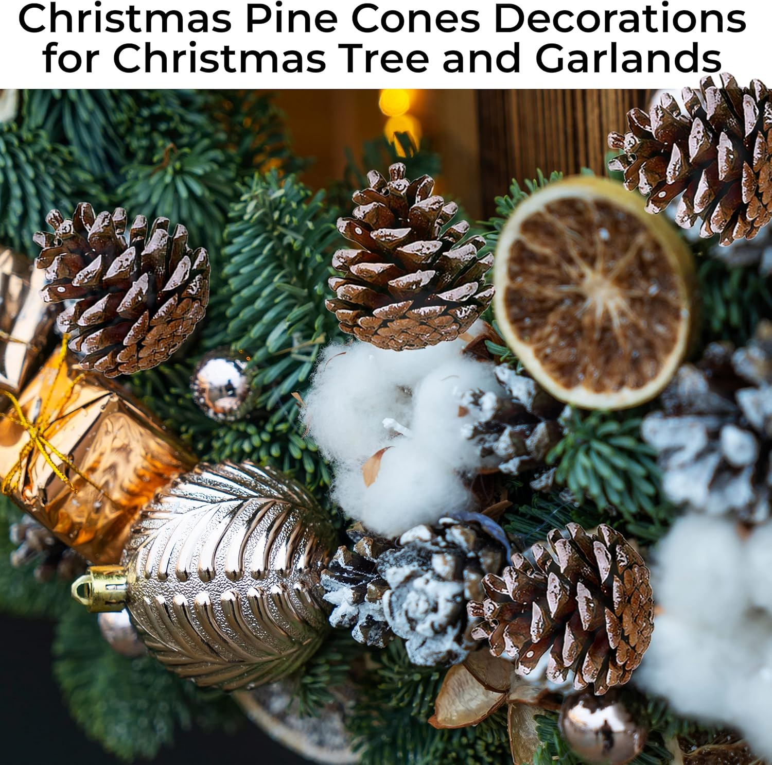 20 Pieces Christmas Pine Cones Decorations Picks - Snow Pine Cone for Xmas Tree Garland Wreath Ornaments Pinecones Decorating Winter Holidays Home image number 2