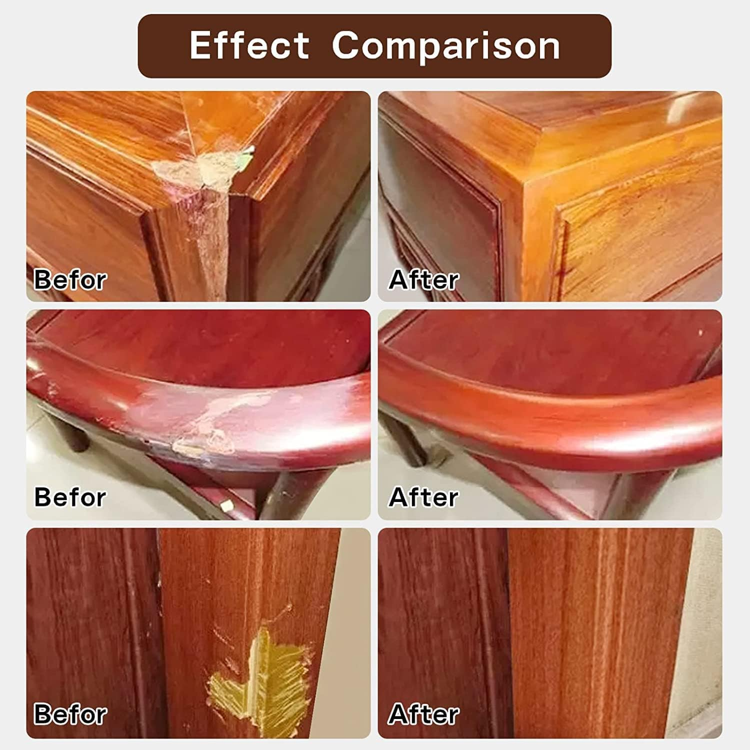 Wood Repair Kit Wood Touch up Maker Restore Any Wood Furniture Wood Stain, 12 Colors Cover Surface Scratch for Wooden Floor Table, Filler Furniture Paint Oak, Cabinet, Door, Veneer, Cherry, Walnut