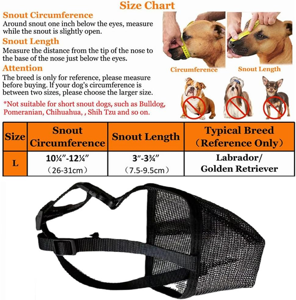 Muzzle for Dogs, Adjustable Puppy Muzzles, Breathable Pet Mask, Dog Training with Adjustable Shoulder Strap and Buckle, Muzzle for Small, Medium, Large Dogs (L) image number 4