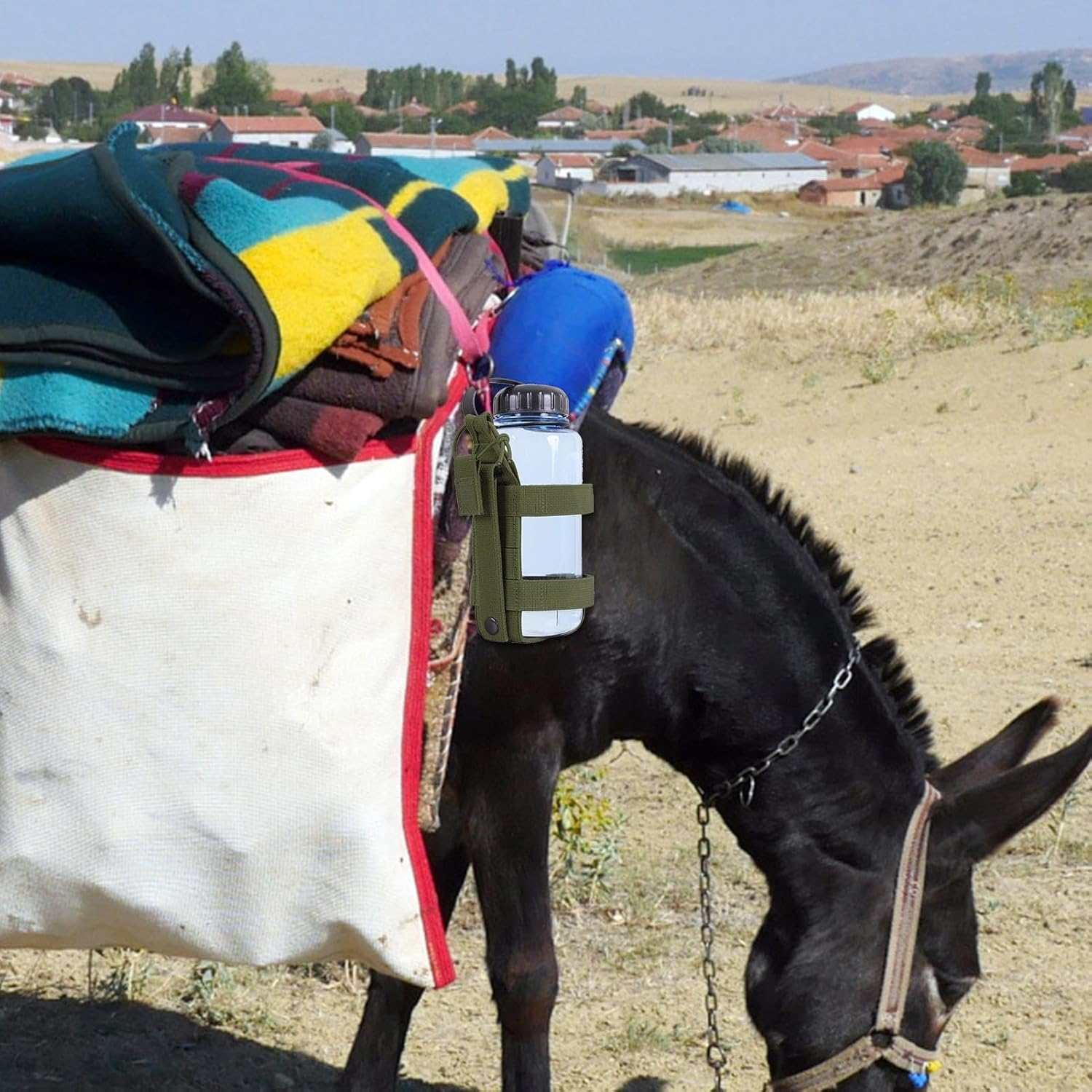 Water Bottle Holder Bag - Adjustable Portable Water Bottle Carrier Bag with Hook and Loop,Insulated Bottle Sling Holder Case Pouch for Stainless Steel, Sport and Energy Drinks Pochy image number 4