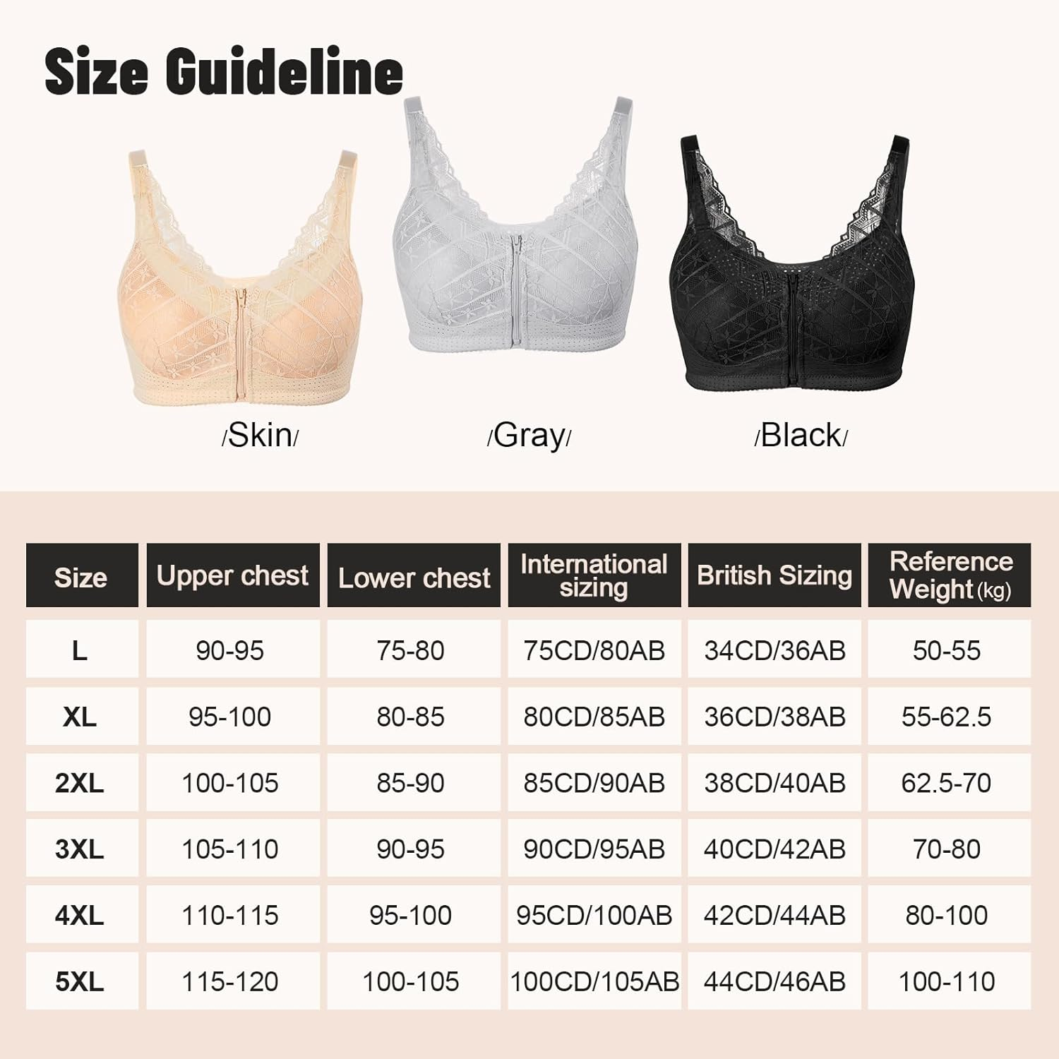 Zip Front Closure Mastectomy Bra, Women Post-Surgery-Bra with Pocket for Breast Prosthesis - Lace Surgical Everyday Bras
