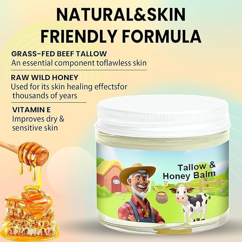 Tallow & Honey Balm, Grass-Fed Beef Tallow Moisturiser with Raw Wild Honey, All-Natural Handmade Skin Balm image number 5