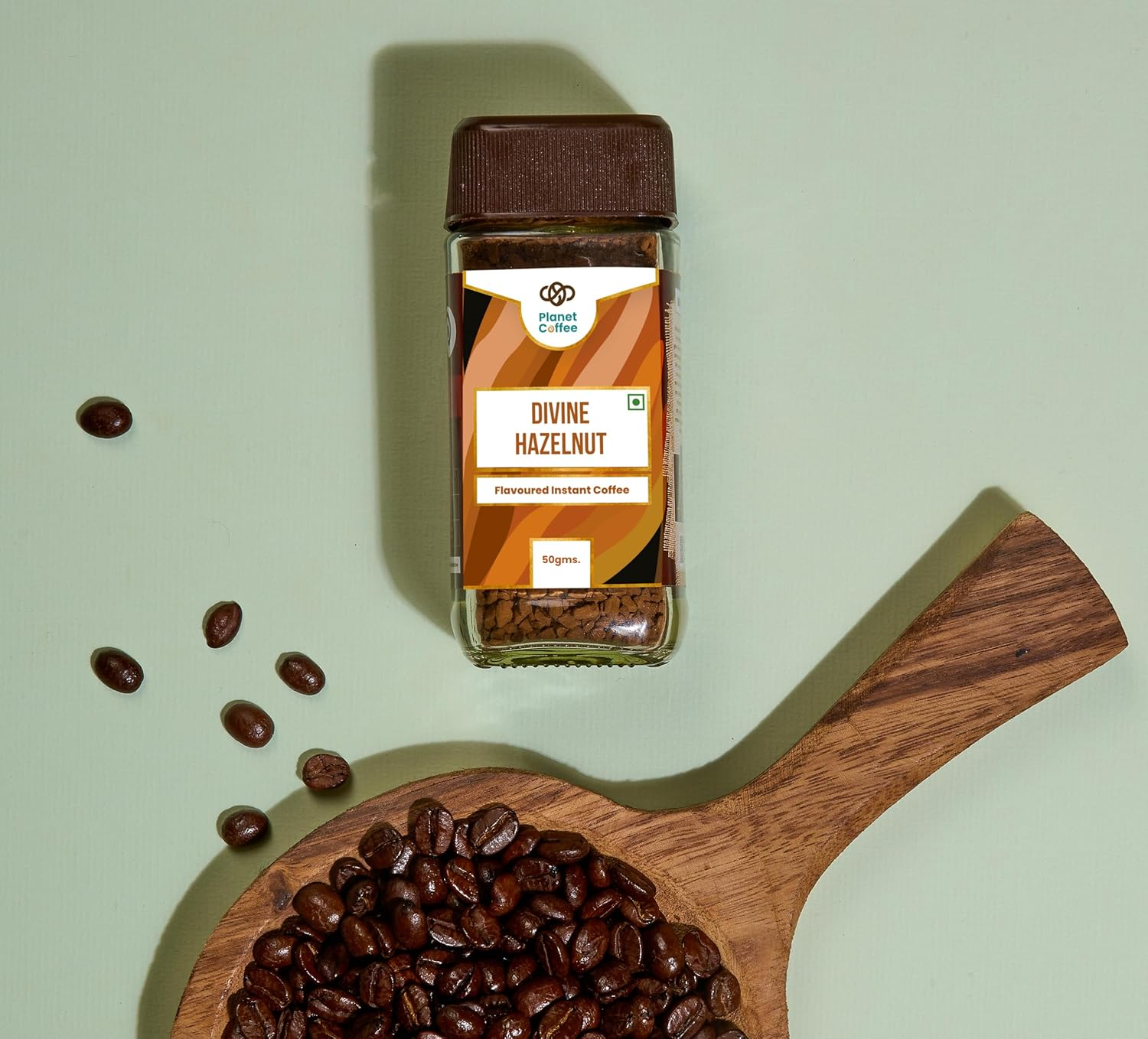 Planet Coffee&reg; | DIVINE Hazelnut | 1.76 Ounces (50 Gms) Jar | Pure Arabica | Freeze-Dried Instant | No Added Sugar | Makes 25 Cups | Medium Roast | Flavoured image number 2