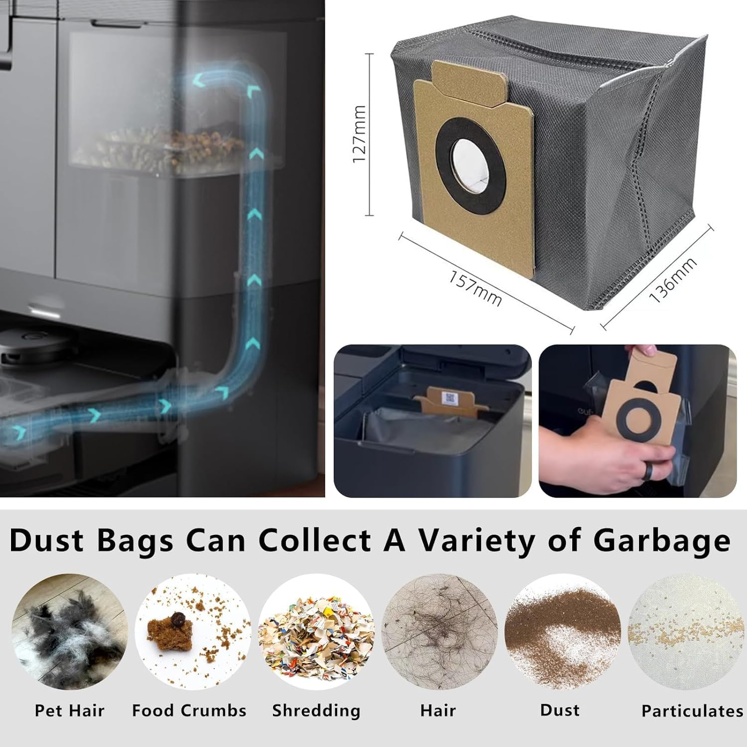 X10 Pro Omni Accessories Compatible with Eufy X10 Pro Omni Robot Vacuum Cleaner, Replacement Parts with 1 Roller Brush, 4 Dust Bags, 6 Side Brushes, 4 Mop Pads, 4 Filters image number 1