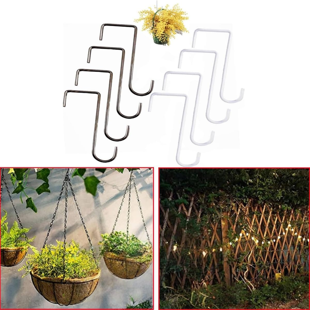 8 Pcs over the Door Hooks,Heavy Duty over Door Hooks Stainless Steel Plant Hanger Garden Hanging Brackets，Shoe Bag, Hats, Plants, Planters, Bird Feeders image number 4