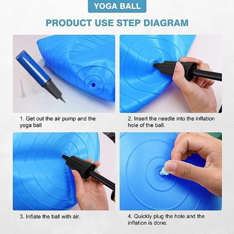 HCE Gym Ball, Balancing Yoga Ball Chair Stability Commercial Swiss Pilates Birthing Ball, Anti-Burst Heavy-Duty Extra Thick Exercise Ball - Slip-Resistant 300Lbs Home & Gym Workout - Free Pump