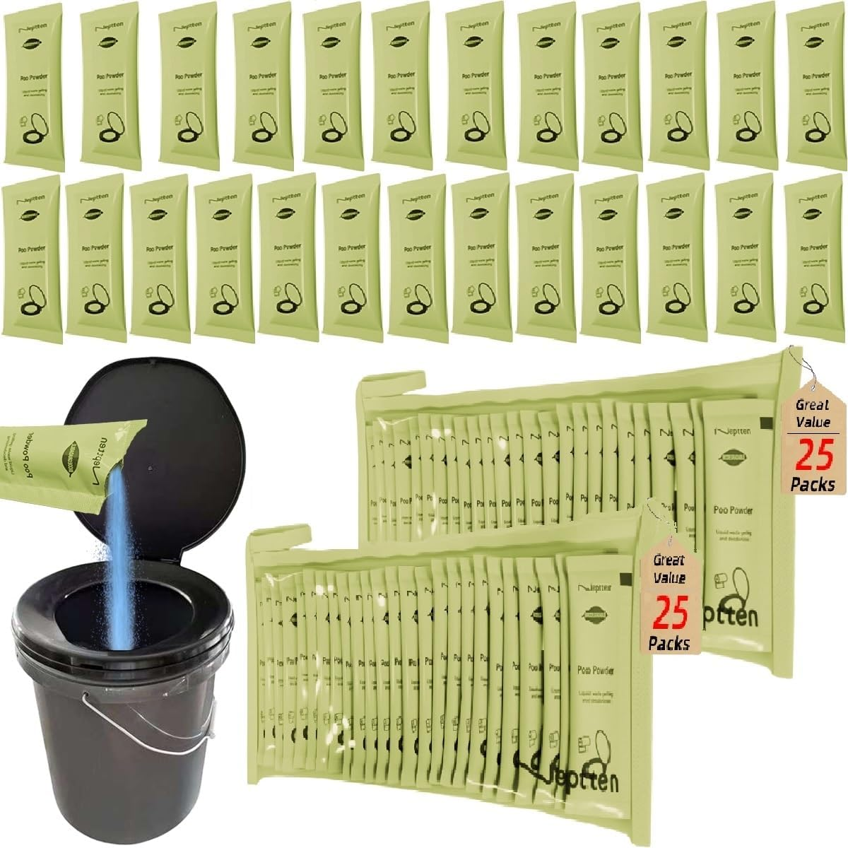 Portable Toilet Powder. Neutralize Odor/Fast-Acting Gel. Safe & Easy to Use. Bio Toilet Chemicals, Porta Potty Chemicals. Toilet on the Go with Porta Potty for Camping