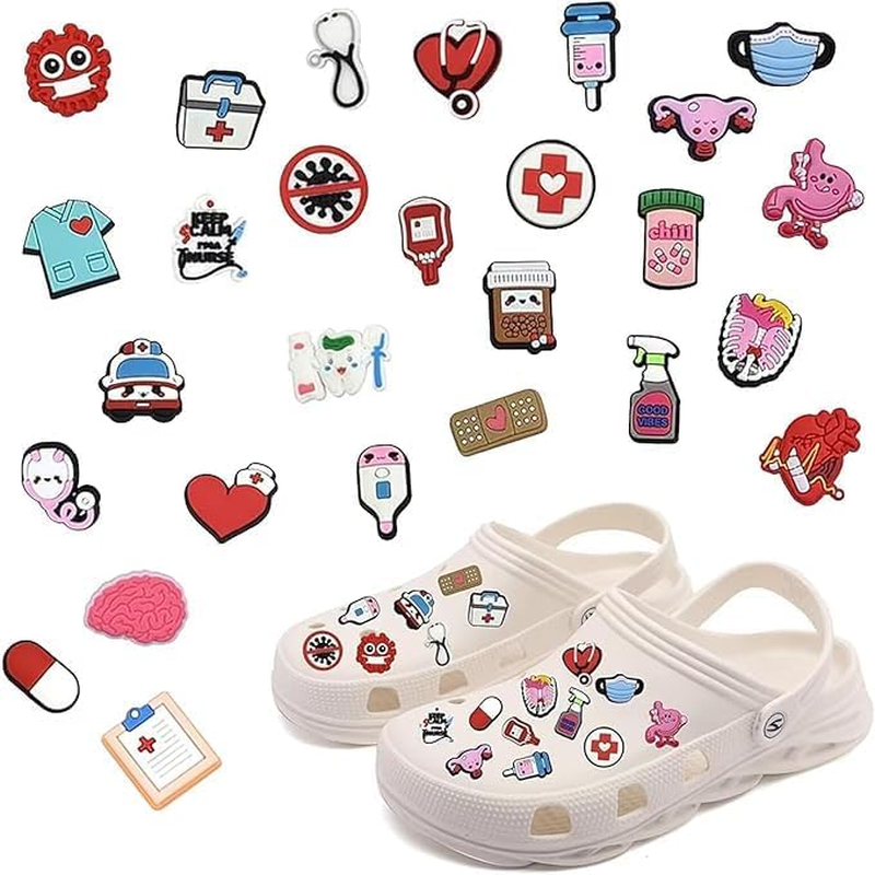 25Pcs Shoe Badges, Cartoon Doctor Nurse Decorations for Clogs, Medical Charm for Children Slippers, Nurse Medicine Shoe Pendant for Teens Women Men, Polyvinyl Chloride image number 6