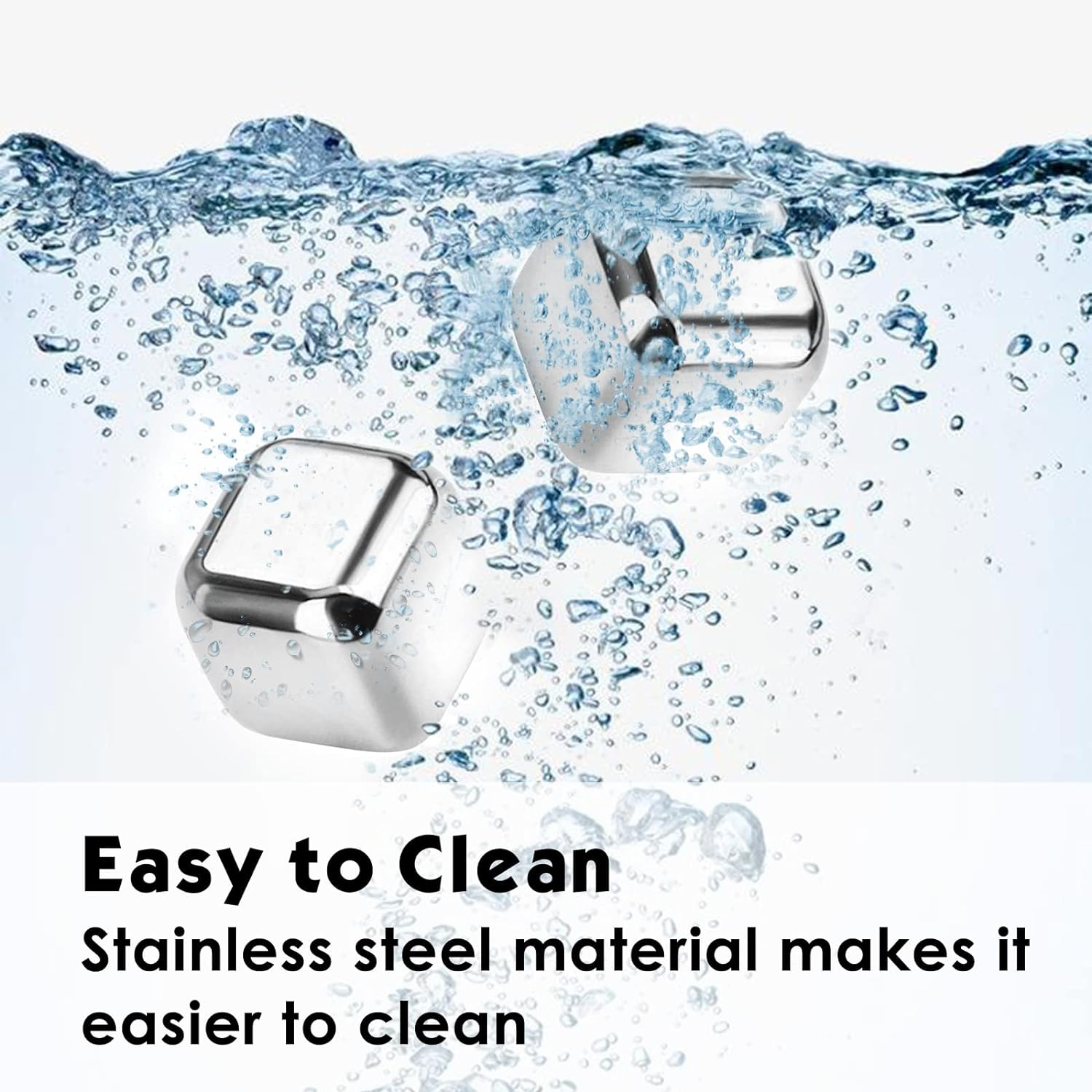 Valuehall Whiskey Stones 8PCS Stainless Steel Ice Cubes Reusable Metal Ice Cube Whiskey Rocks Chilling Stones with Free Tongs and Ice Freezer Storage Tray for Whiskey Wine Beer V4C07 image number 4