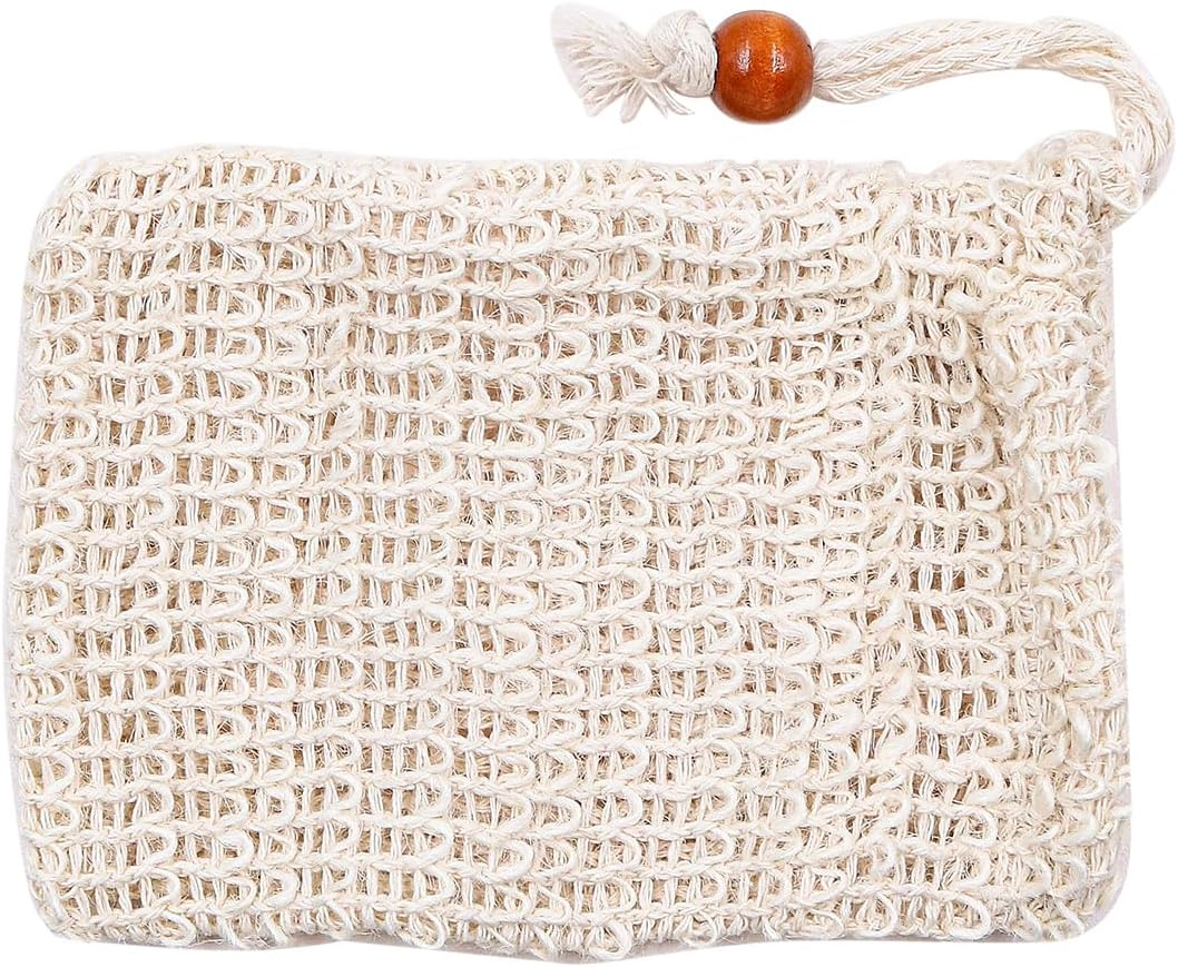 Alnicov 5 PCS Sisal Soap Bag Shower Bath Organic Exfoliating Soap Pouch with Drawstring for Foaming Bathing image number 6