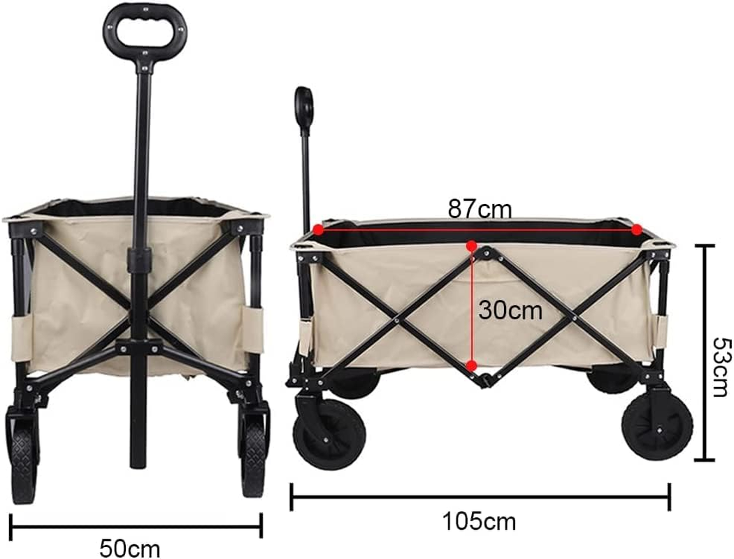 CULOTOL Collapsible Wagon with Large Capacity 160KG, Utility Wagons Carts Heavy Duty Foldable, Portable Folding Wagon with All-Terrain Wheels,Handle, Garden Cart for Beach, Sports, Shopping, Camping image number 3