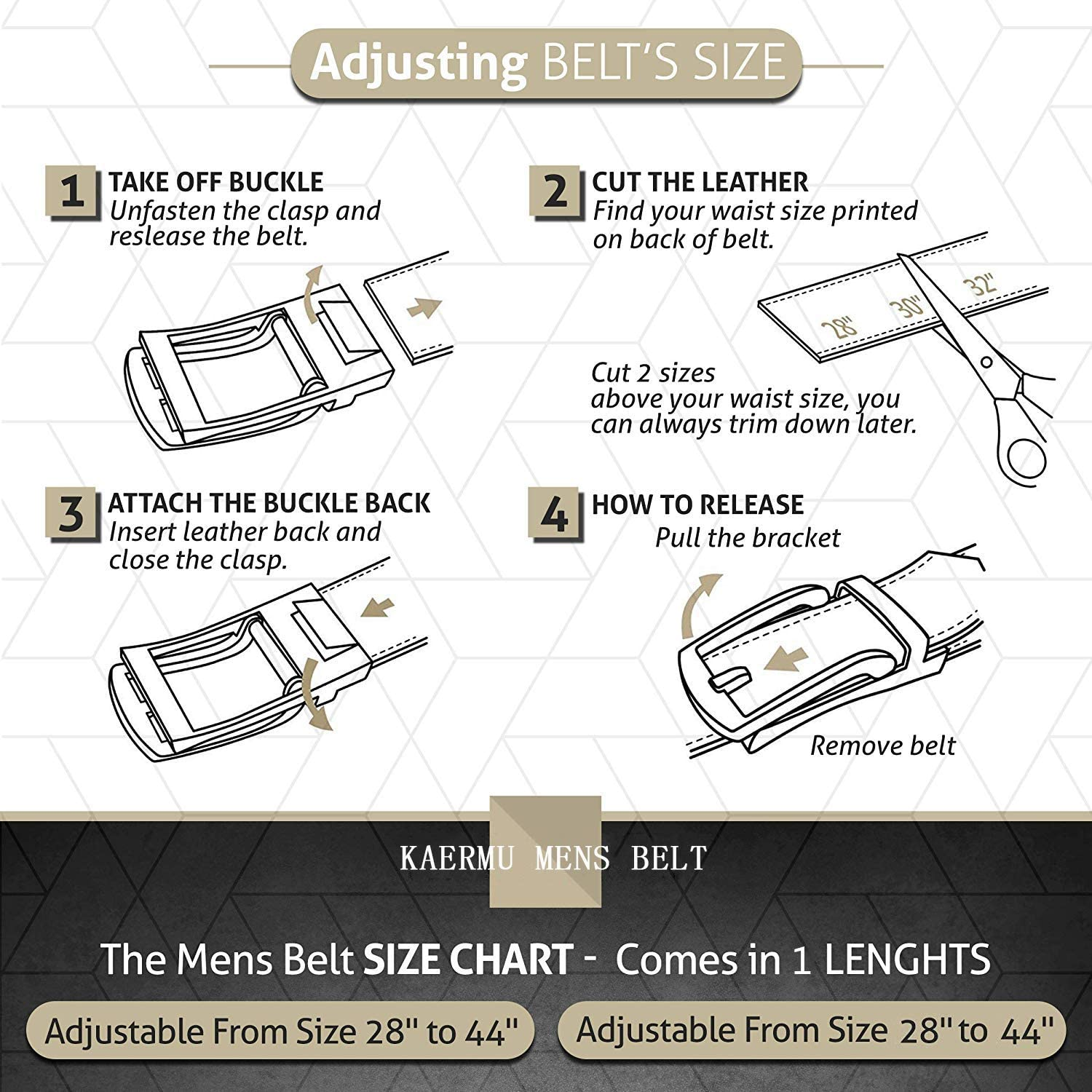 KAERMU Men'S Comfort Genuine Leather Ratchet Dress Belt 1 1/8" Wide with Automatic Click Buckle - Black B image number 6