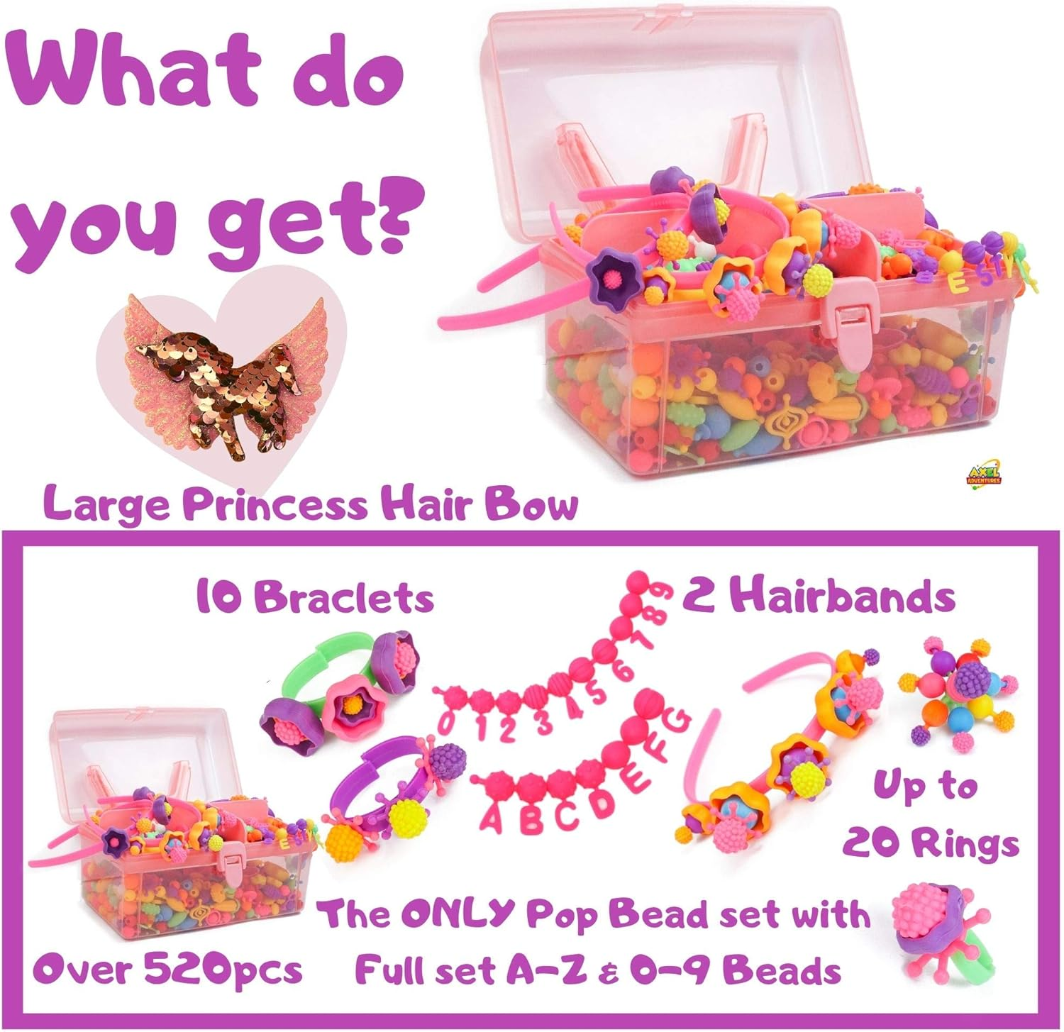 Pop Beads Jewellery Kits for Girls, Colourful Toy Jewellery Making, Arts & Crafts for Kids, Age 4-8, Necklace, Ring, Bracelet Making Kit, Little Girl Beads, Girls Gift 5, 6, 7, 8, 9 Years Old. Educational Toy, Christmas, Birthday Present for Girls image number 5
