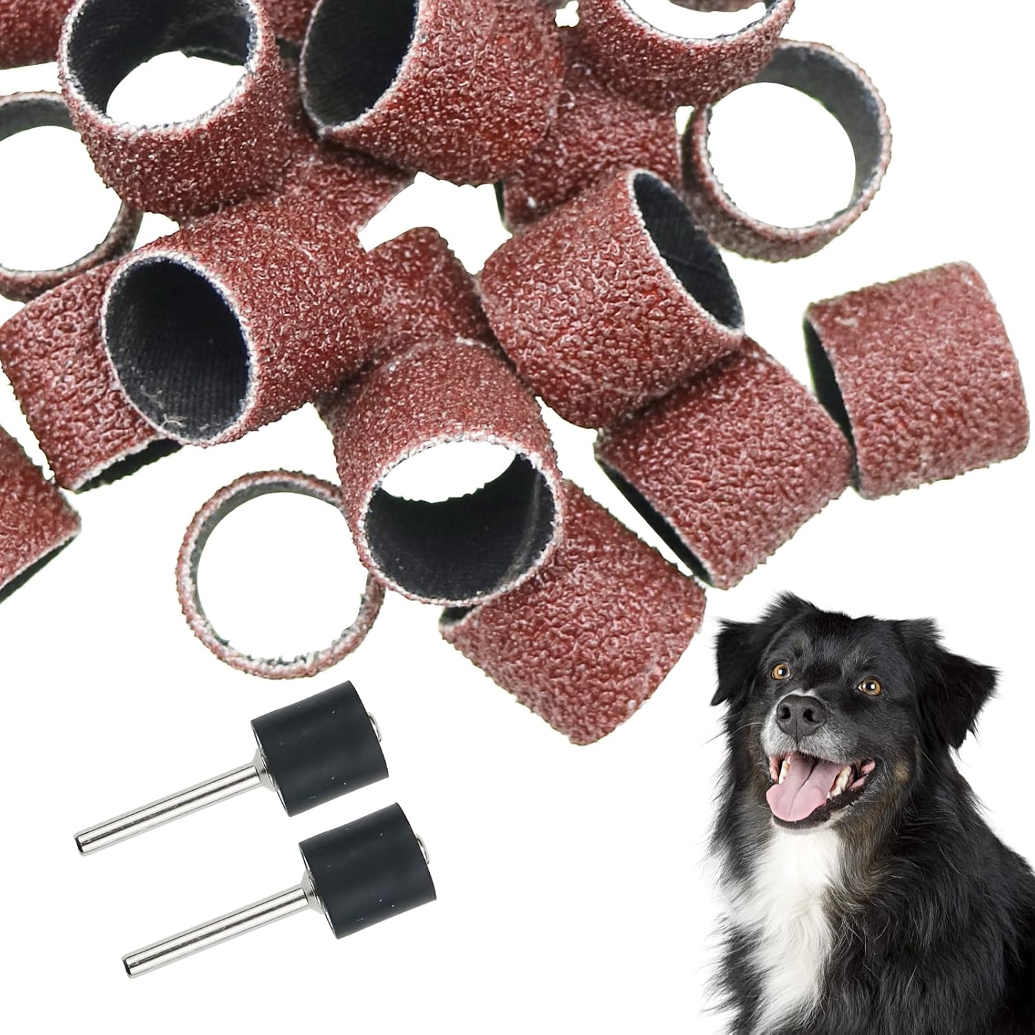 26 Pack Nail Grinder for Dogs Replacement Kit Sanding Drum Set Grit Sand Bands Shank Rotary Tool Kit Pet Nail Smoother Dog Claw Care (80#/120#) image number 4