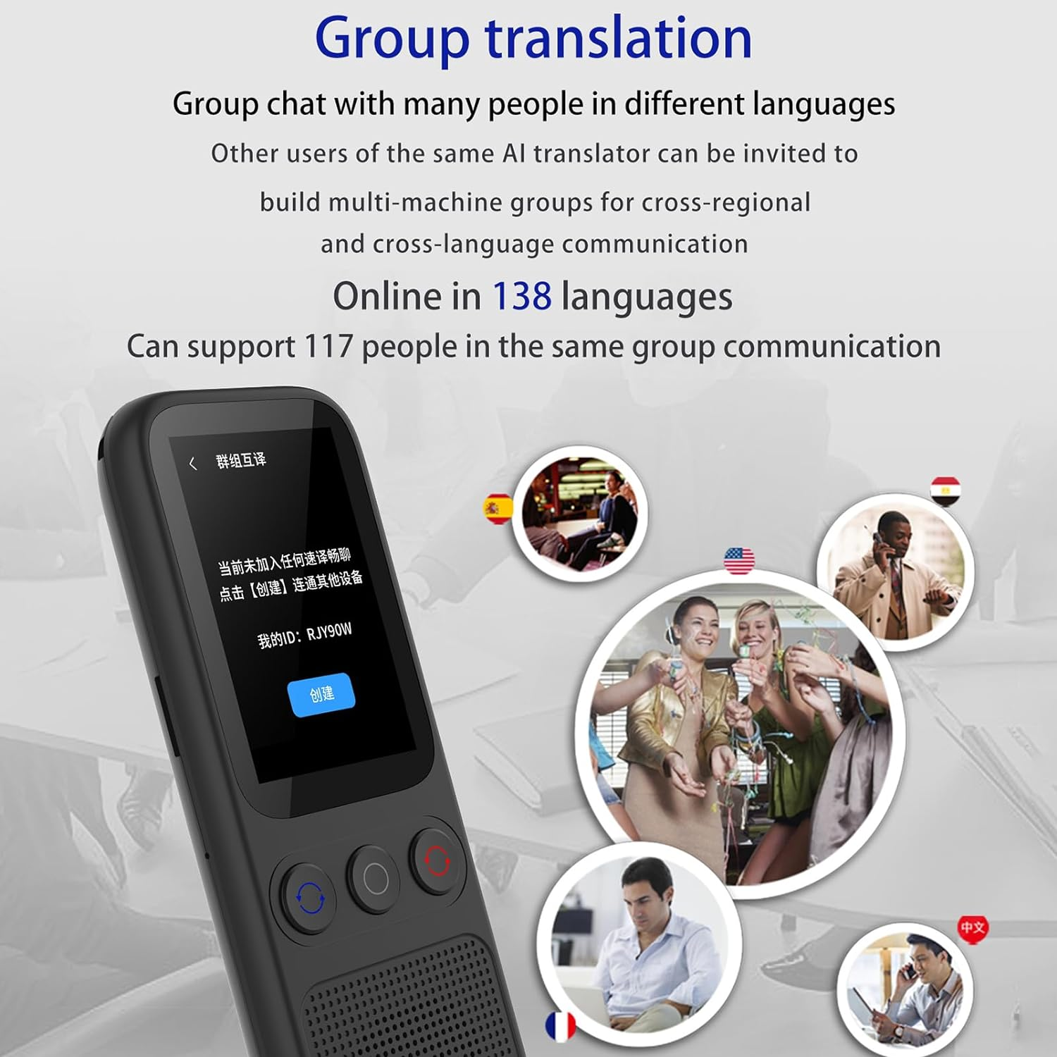 Portable Language Translator Device with 138 Languages Voice Translating 17 Offline Translation Simultaneous Interpretation Support Voice Video Recording Text/Photo Translate Group Chat image number 1