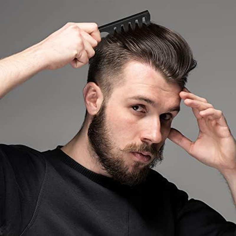 4 Pcs Hair Comb Styling Set Double-Side Tail Combs with Afro Pick, Wide-Tooth Comb for Men & Women, Barber Tools, African American Accessories in 4 Black Styles