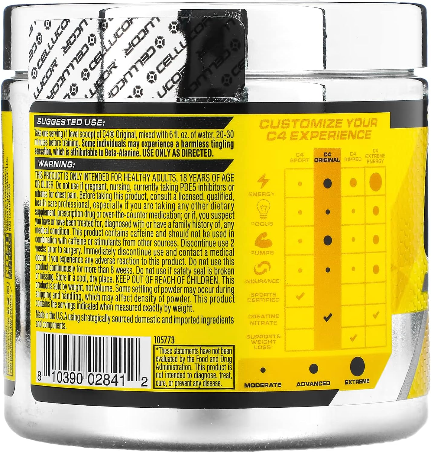 Cellucor, C4 Original Explosive Pre-Workout Supplement, Orange Burst, 30 Servings image number 2