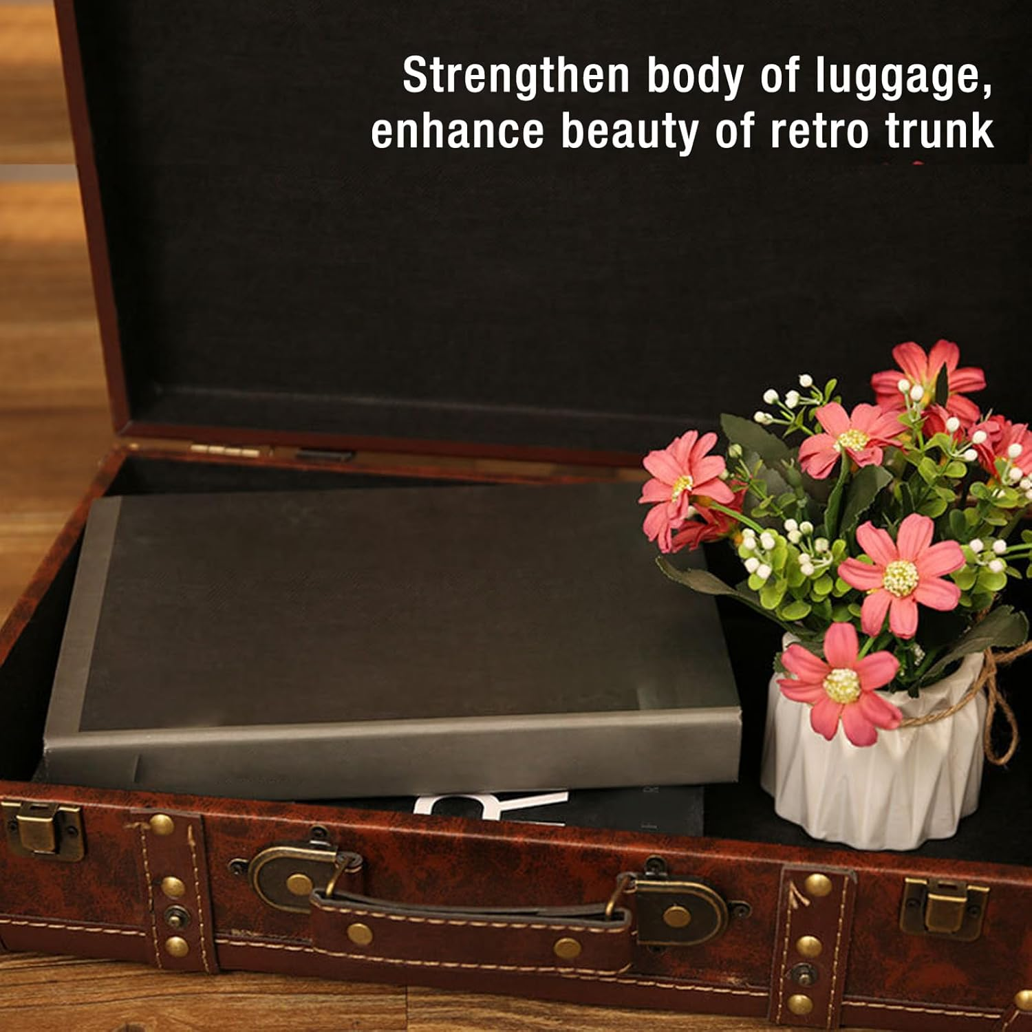 Vintage Leather Suitcase, Small Travel Case, with Alloy Lock, Carry on Overnight Case for Men and Women, Decorative Trunk, Brown image number 1