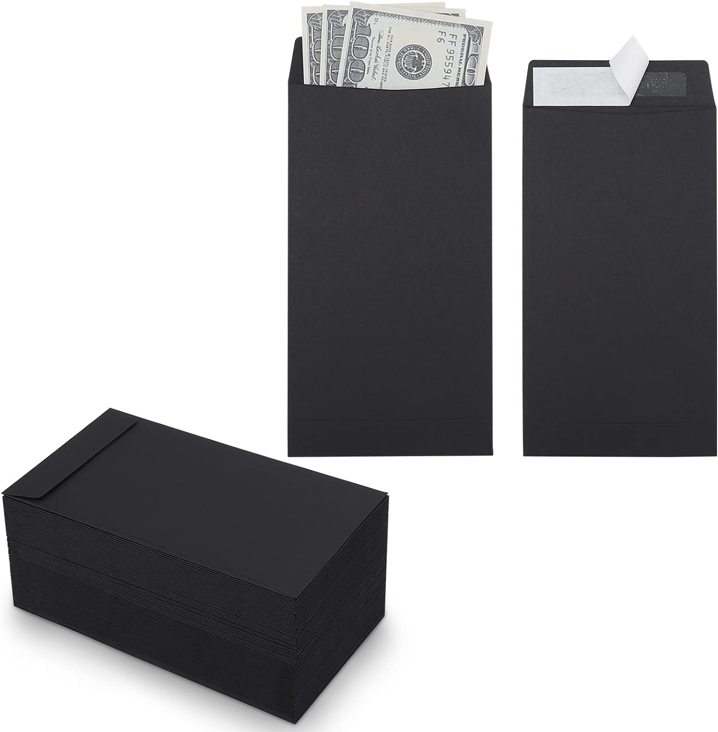 100 Pack Cash Envelopes Self Adhesive 6.7X3.5 Inch, Fit for Envelope Money Saving Challenge, Kraft Paper 120 GSM Thick Money Envelopes for Cash, Budgeting, Cash Tips, Check, Coin & Tickets