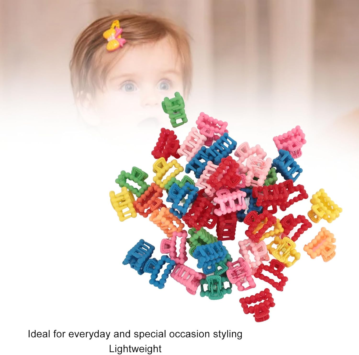 100Pcs Plastic Cute Tiny Hair Claw Clip Hat, Shaped Colorful Hair Accessories Small Hair Clip, Present for Girls for Busy Mornings or Quick Hair Touch Ups image number 1