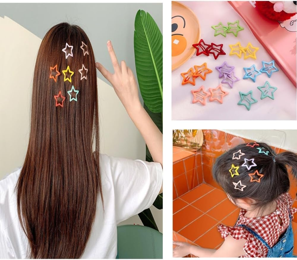 CAASFOOY 20 Pieces Cute Hair Clips for Girls, Colorful Hair Clips for Girls, Colorful Star Hair Clips for Children'S Day Party image number 2