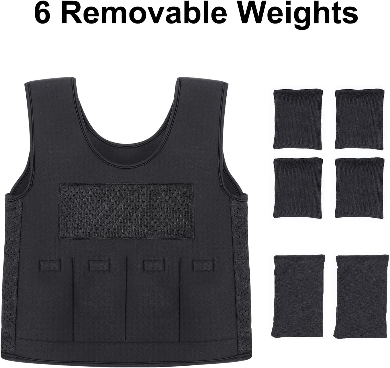 Weighted Vest for Kids with Sensory Issues(Ages 10+, Large) &ndash; Weighted Compression Vest for Children with Autism, ADHD, SPD, Sensory Overload, Includes 3Lbs Removable Weights (Black) image number 6